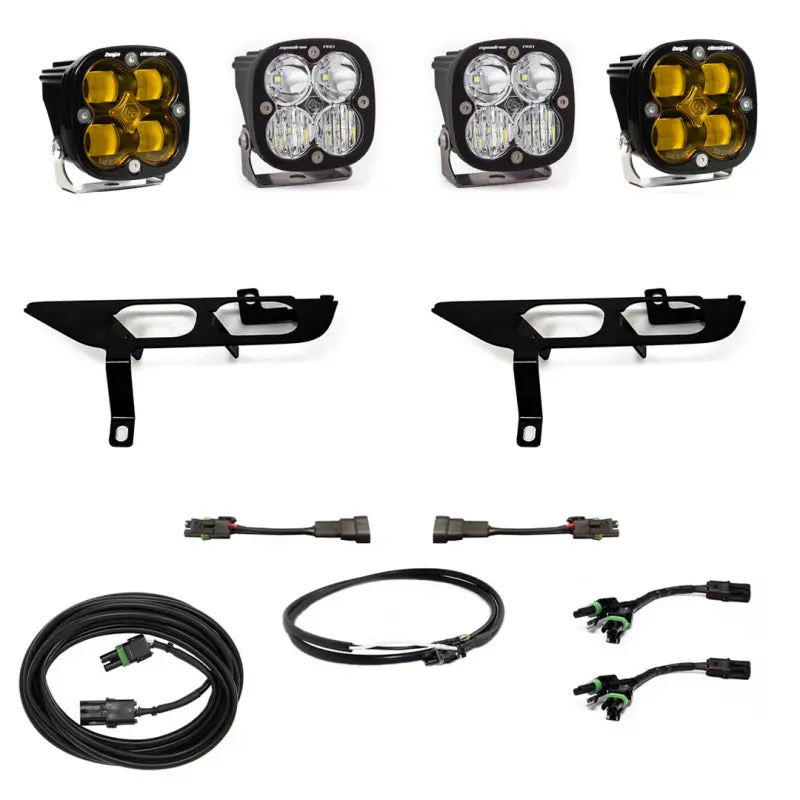 Baja Designs 2021+ Ford F150 Fog Pocket Kit Sae Amber Squadron Pro Dc 2