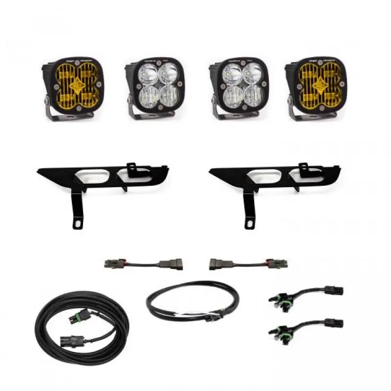 Baja Designs 2021+ Ford F150 Fog Pocket Kit Sae Amber Squadron Sport Dc With Upfitter 1