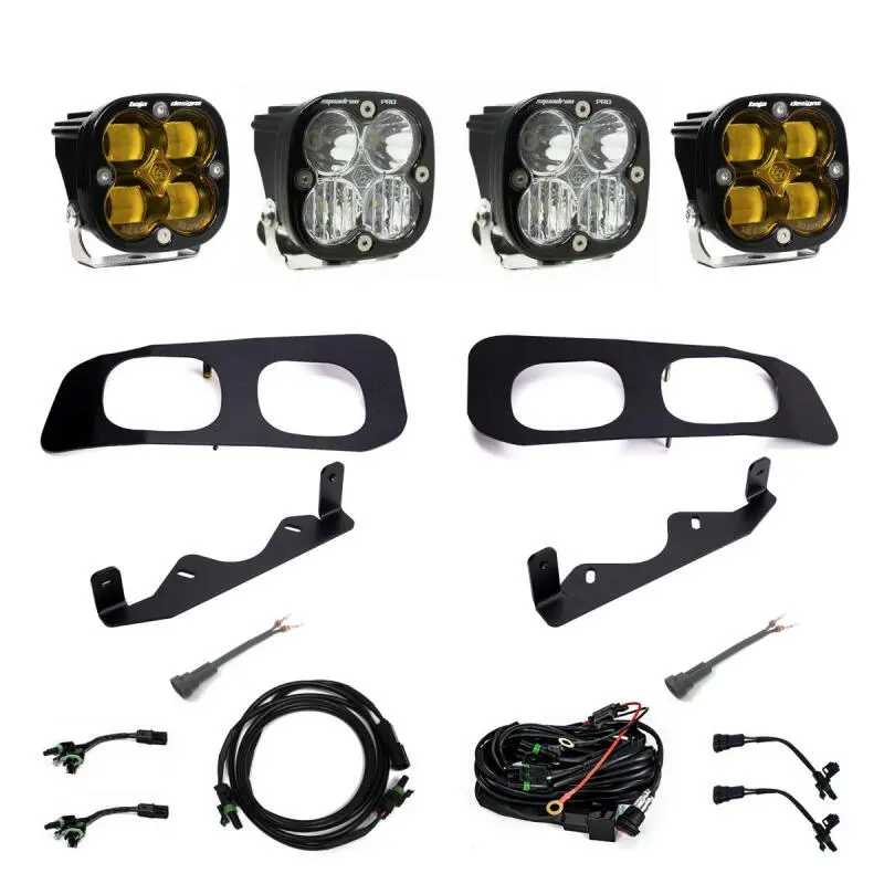 Baja Designs 2023+ Ford F250/F350 Super Duty Squadron Sae/Pro Fog Pocket Kit - Amber Toggle 1