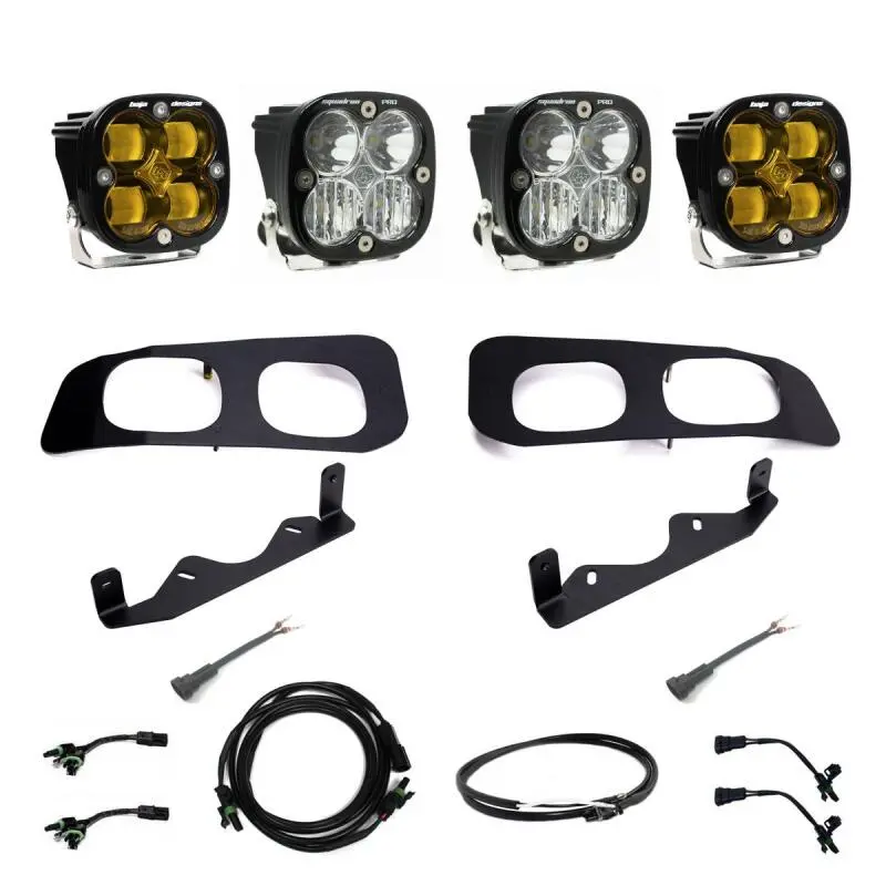 Baja Designs 2023+ Ford F250/F350 Super Duty Squadron Sae/Pro Fog Pocket Kit - Amber Upfitter 1