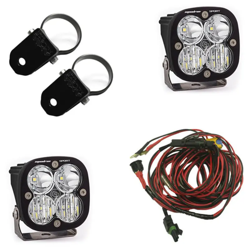 Baja Designs Squadron Sport Polaris A-Pillar Led Light Pods W/ 2.0In Harness/Mounts Kit 1