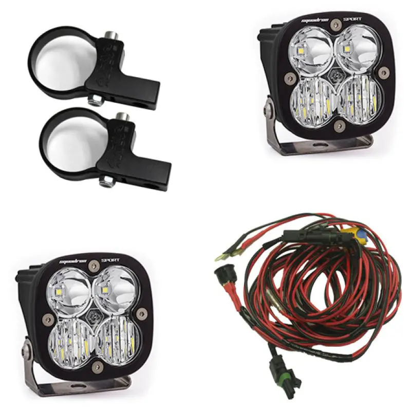 Baja Designs Squadron Sport Polaris Led Light Pods W/ 2.0In Harness/Horizontal Mounts Kit 1