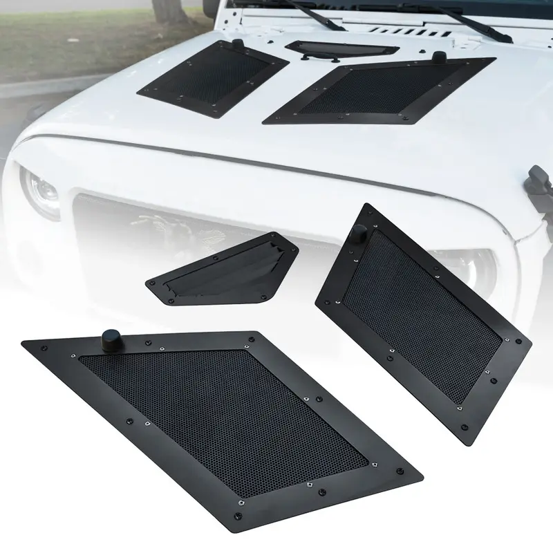 Black Cobra Hood Vents & Louver For 07-17 Jeep Wrangler Jk 1