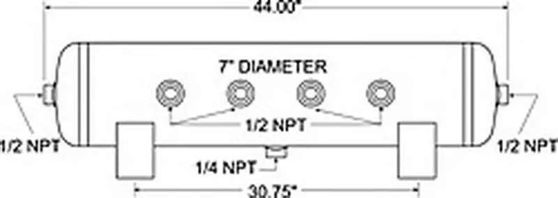 Firestone Air Tank 20 Gallon 12In. X 44In. (6) 1/2In. Npt Ports 150 Psi Max - Black (Wr17609277) 1
