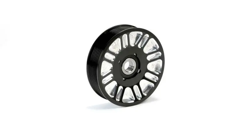 Fleece Performance 03-18 Dodge 2500/3500 Cummins Upper Fan Pulley Idler (Black Contrast) 2