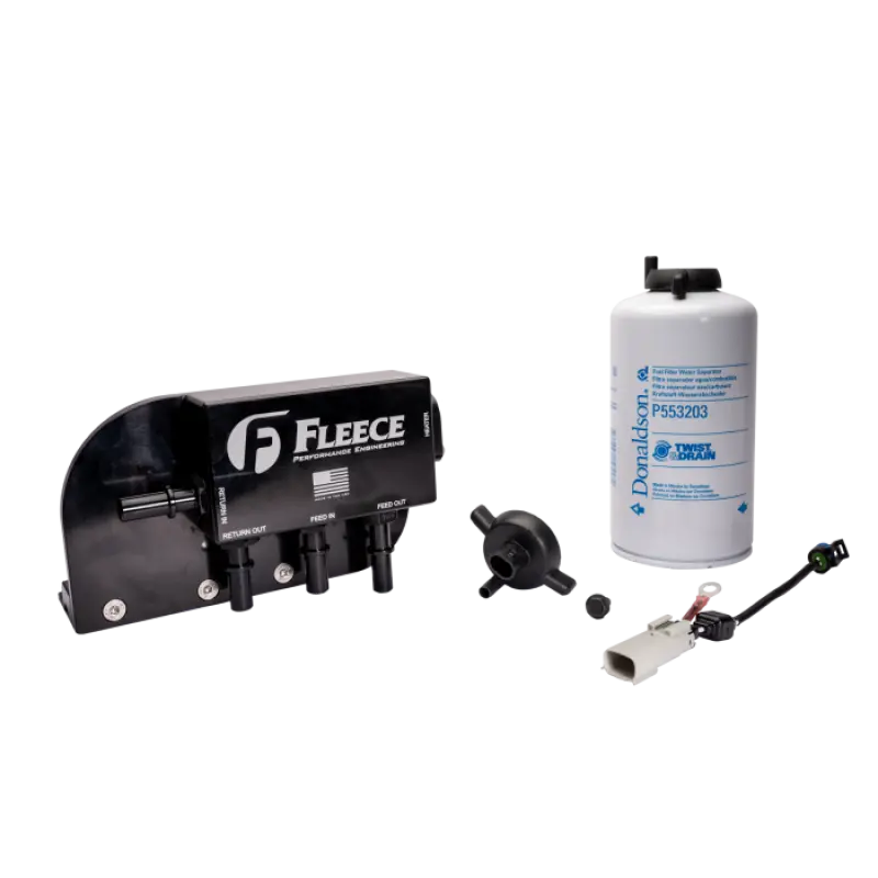 Fleece Performance 17-26 Ford F250-550 Powerstroke Under Bed Fuel Filter Assembly 1