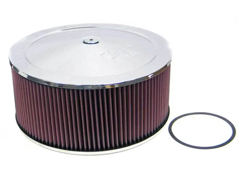 K&N Round - Red - Size 14In - 5.125In Neck Flange Custom Air Cleaner Assembly 1