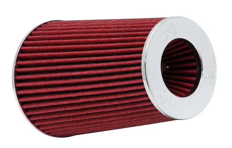 K&N Universal Air Filter Chrome Round Tapered Red -4In Flange Id X 1.125In Flange Length X 5.5In H 1