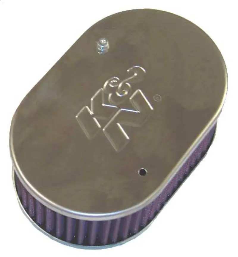 K&N Universal Custom Air Filter - Oval Shape 2In Neck Flange / 5.25In Id / 2.5In Height - Red 1