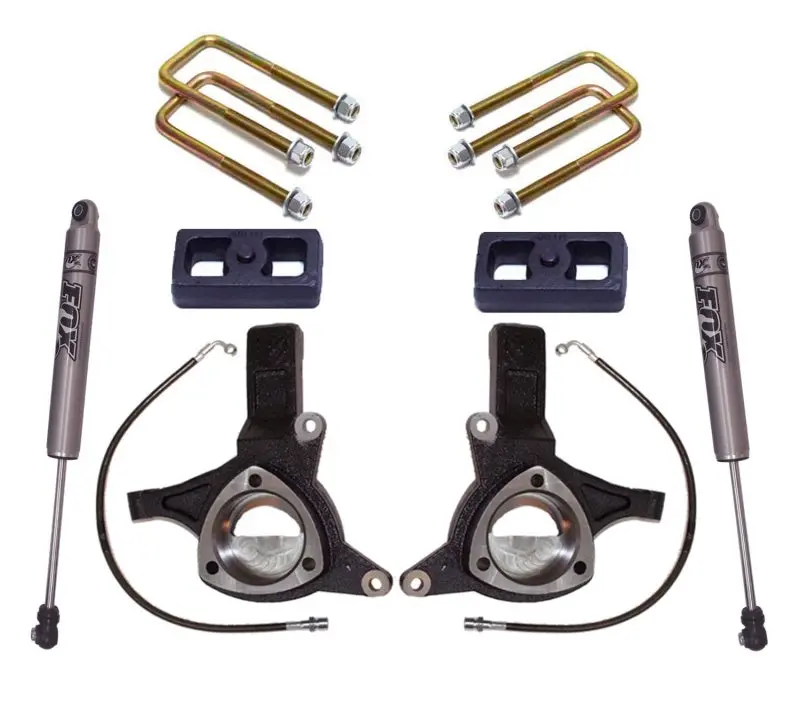 Maxtrac 16-18 Gm C1500 2Wd W/Stamped Steel Susp. 5In/3In Maxpro Elite Spindle Lift Kit W/Fox Shocks 1