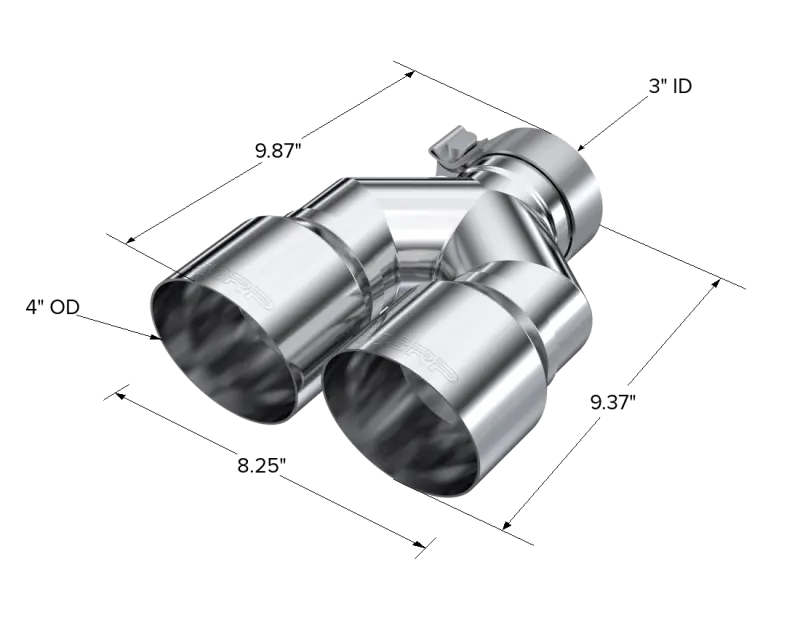 Mbrp 3In Id / Dual 4In Od Out Staggered L 9.87In / R 9.37In Single Wall T304 Ss Univ Exhaust Tip 2