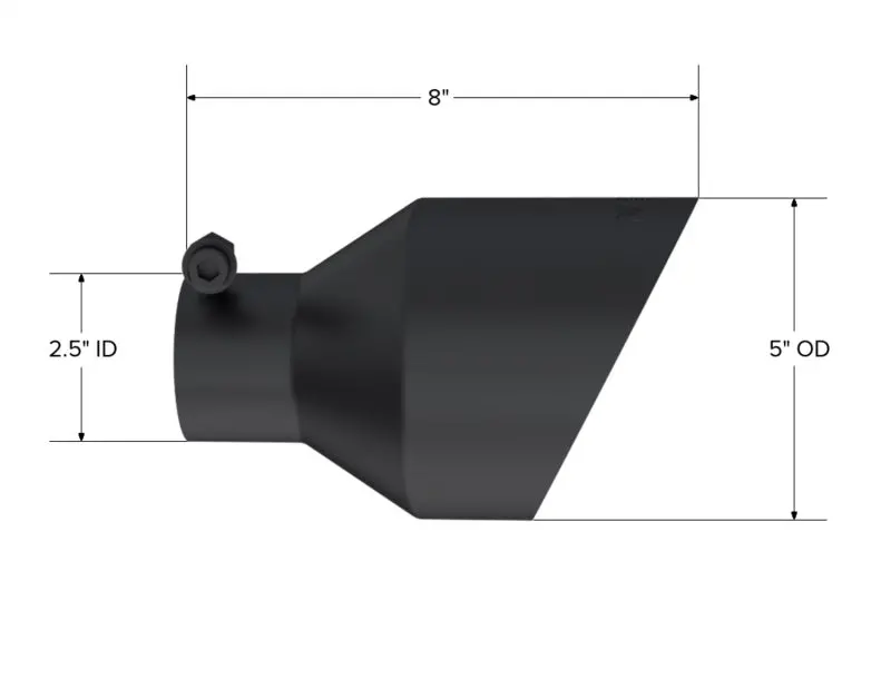 Mbrp Black-Coated Tip 2.5In Id, 5In Od Out, 8In Length, Angle Cut, Dual Wall 2