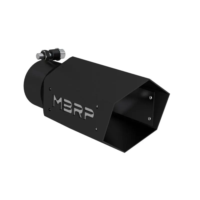Mbrp Universal 4In Hex Tip 3In Inlet 10In Length W/ Logo - Black Coated 1