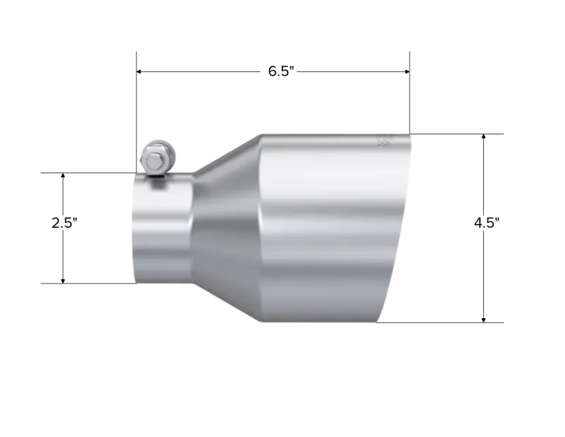 Mbrp Universal Stainless Steel Tip 2.5In Id / 4.5In Od Out / 6.5In Length Angle Cut Single Wall 2