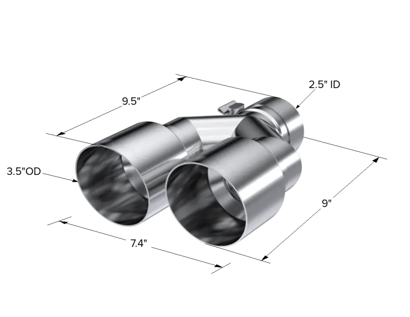 Mbrp Universal T304 Ss Dual Tip 3.5In Od/2.5In Inlet 2