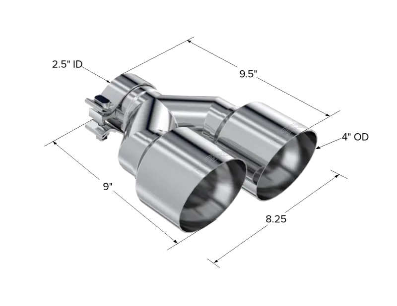 Mbrp Universal T304 Ss Dual Tip 4In Od/2.5In Inlet 2