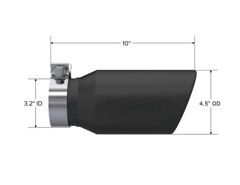 Mbrp Universal Tip 4.5In Od / 3.2In Inlet / 10In Length / Angled Cut Rolled End - Black 2
