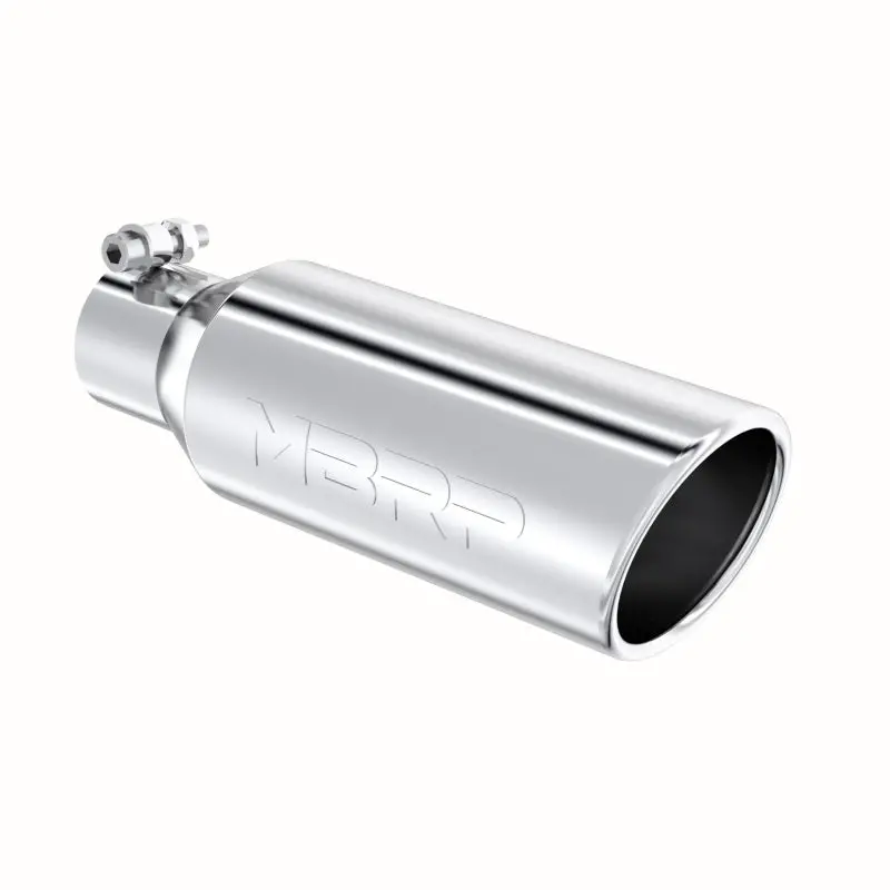 Mbrp Universal Tip 4In Od 2.5In Inlet 12In Length Angled Cut Rolled End Clampless No-Weld T304 1