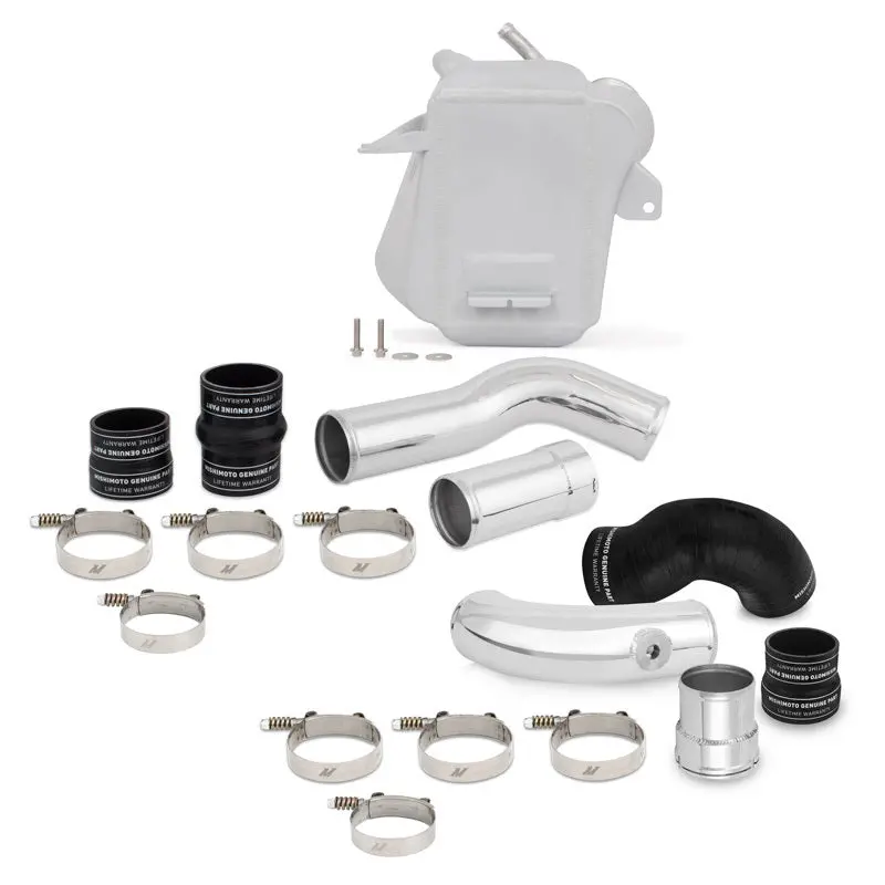 Mishimoto 11-16 Ford 6.7L Powerstroke Air-To-Water Intercooler Kit - Wrinkle Silver W/Polished Pipes 1