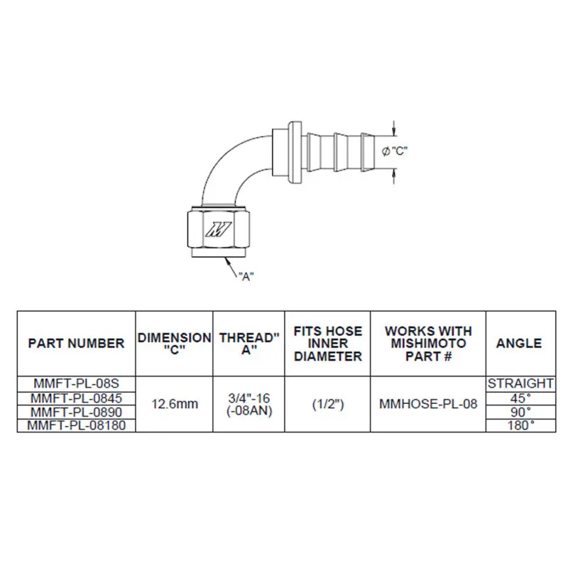 Mishimoto 45 Degree Push Lock Fitting - 8An 2