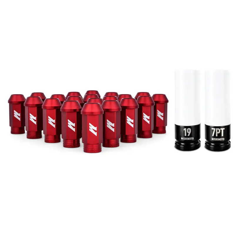 Mishimoto Aluminum Locking Lug Nuts M12x1.5 20Pc Set Red 1