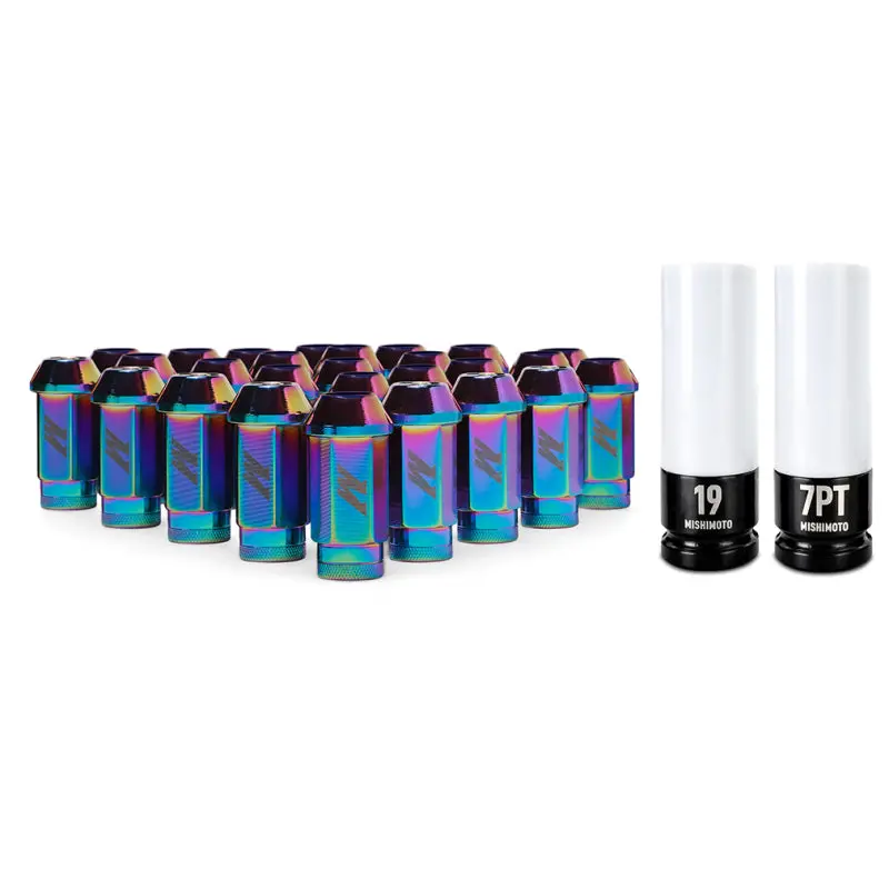 Mishimoto Aluminum Locking Lug Nuts M12x1.5 27Pc Set Neo Chrome 1