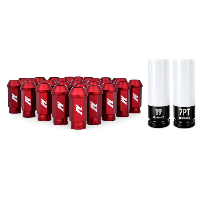 Mishimoto Aluminum Locking Lug Nuts M12x1.5 27Pc Set Red 1