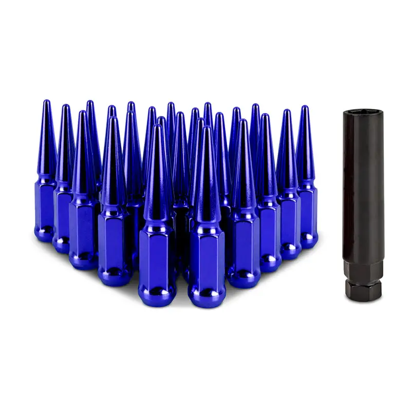 Mishimoto Mishimoto Steel Spiked Lug Nuts M14 X 1.5 24Pc Set Blue 1