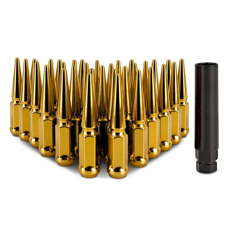 Mishimoto Mishimoto Steel Spiked Lug Nuts M14 X 1.5 32Pc Set Gold 1