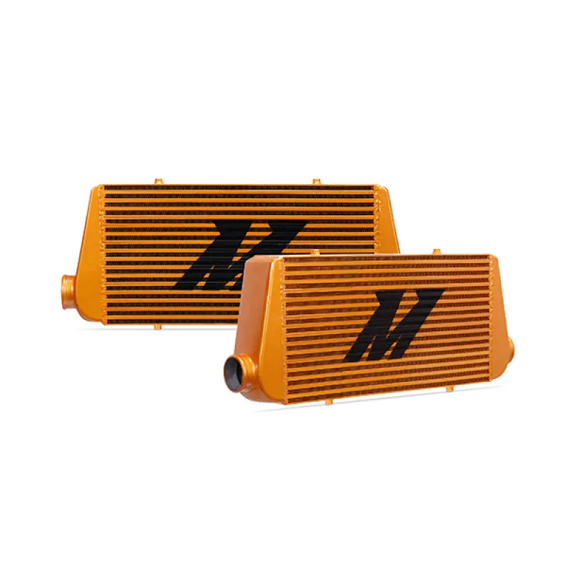 Mishimoto Universal Gold R Line Intercooler Overall Size: 31X12x4 Core Size: 24X12x4 Inlet / Outlet 2