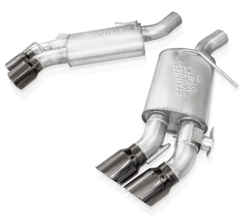 Stainless Works 16-21 Camaro Ss 3In Legend Factory Connect Axle Back W/Valve - 4In Quad Black Tips 1