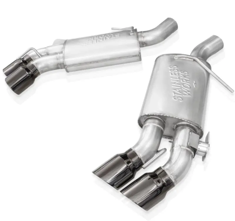 Stainless Works 16-21 Camaro Ss 3In Original Factory Connect Axle Back W/Valve - 4In Quad Black Tips 1