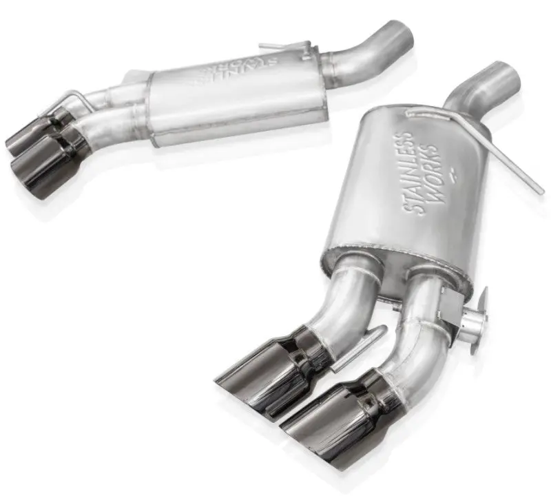 Stainless Works 16-21 Camaro Ss 3In Original Sw Connect Axle Back W/Valve - 4In Quad Black Tips 1