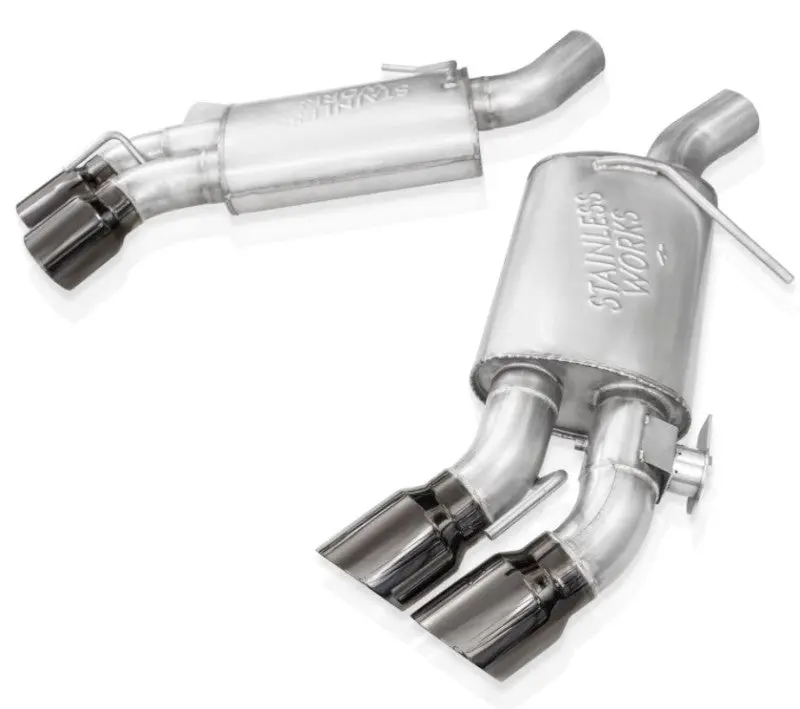 Stainless Works 16-21 Camaro Ss 3In Redline Sw Connect Axle Back W/Valve - 4In Quad Black Tips 1