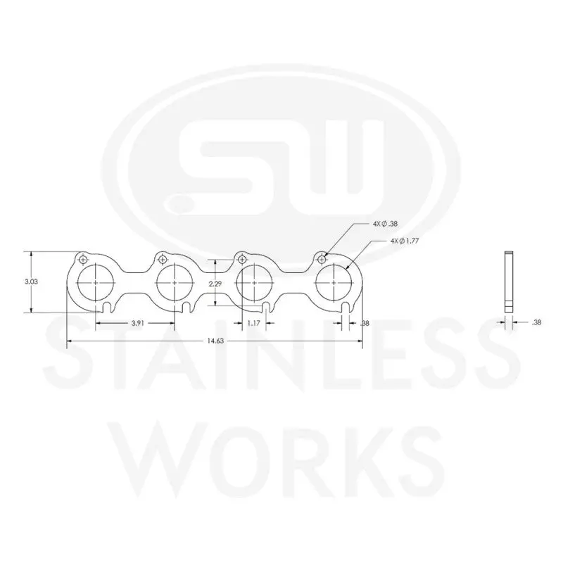 Stainless Works Small Block Ford 4.6L 2V Round Port Header 304Ss Exhaust Flanges 1-3/4In Primaries 2
