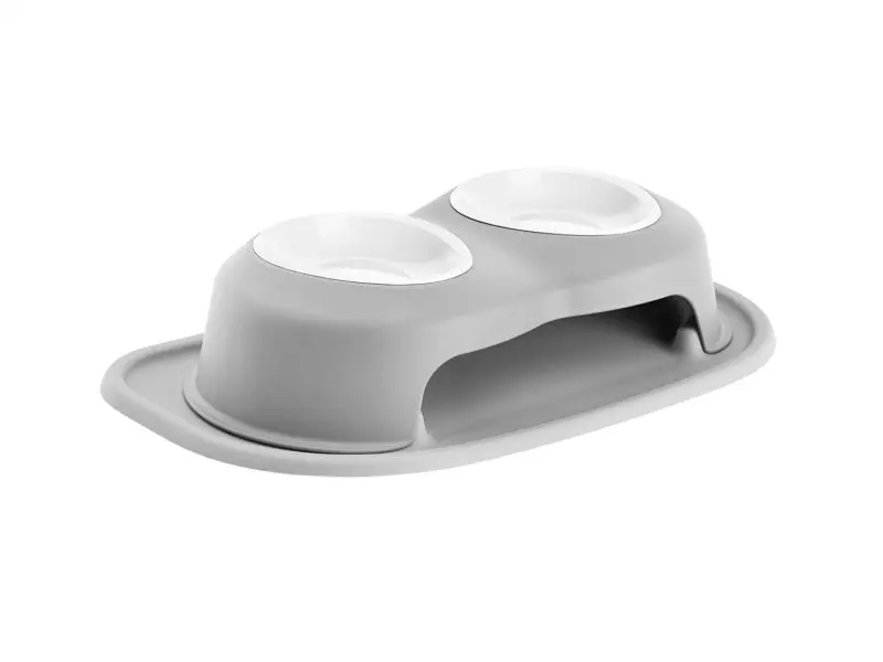 Weathertech Pet Feeding System Double High 16Oz 4In. Poly Bowl - Light Grey 1