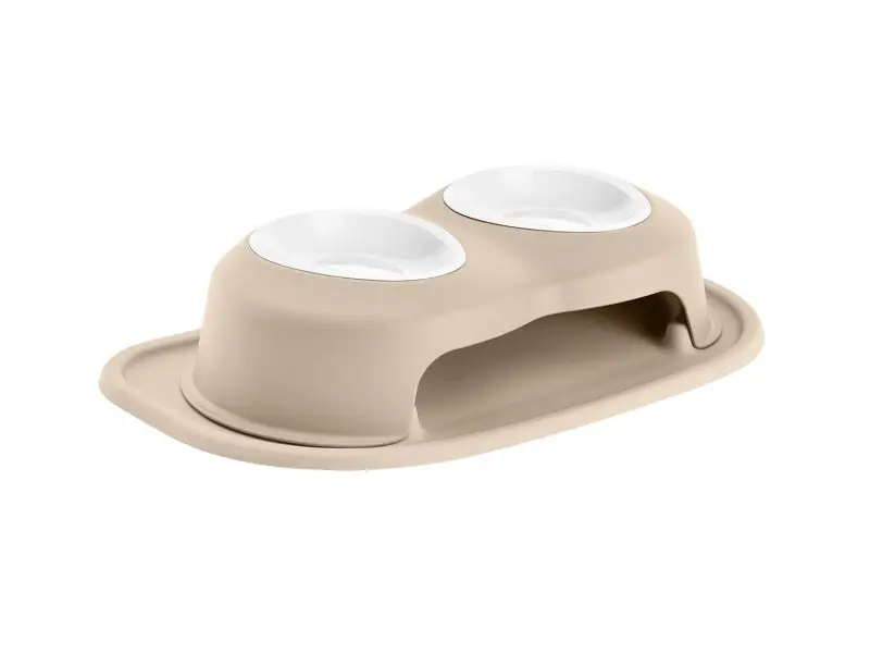 Weathertech Pet Feeding System Double High 16Oz 4In. Poly Bowl - Tan 1