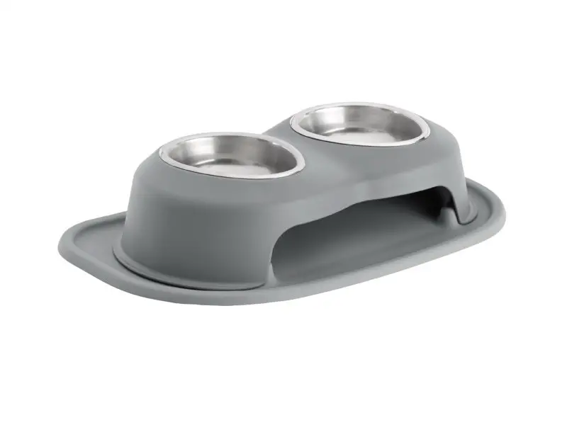 Weathertech Pet Feeding System Double High 16Oz 4In. Stainless Bowl - Dark Grey 1