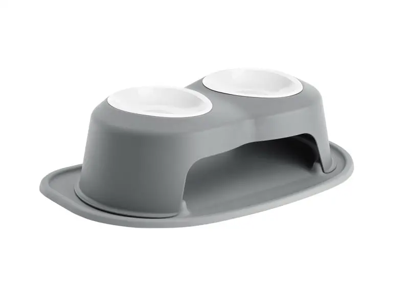 Weathertech Pet Feeding System Double High 32Oz 6In. Poly Bowl - Dark Grey 1
