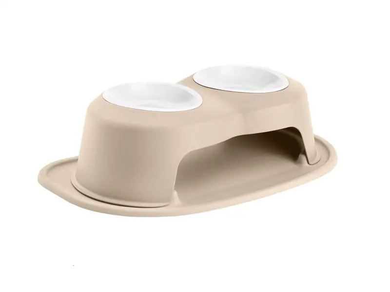 Weathertech Pet Feeding System Double High 32Oz 6In. Poly Bowl - Tan 1
