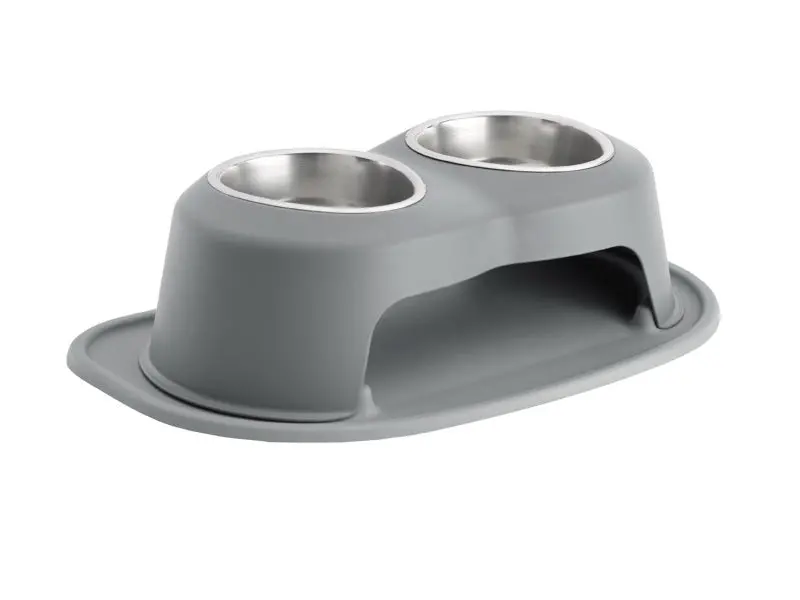Weathertech Pet Feeding System Double High 32Oz 6In. Stainless Bowl - Dark Grey 1