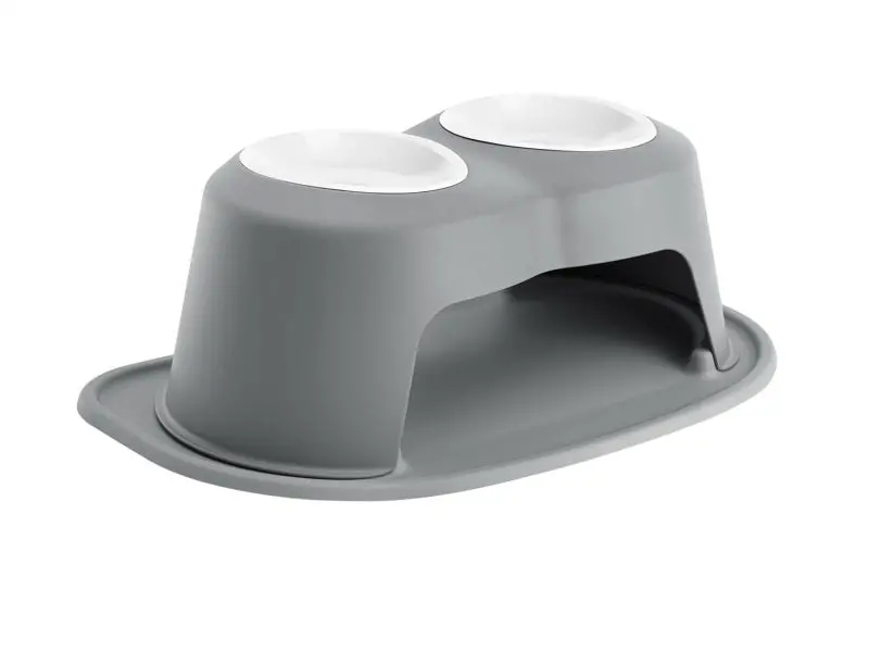 Weathertech Pet Feeding System Double High 32Oz 8In. Poly Bowl - Dark Grey 1