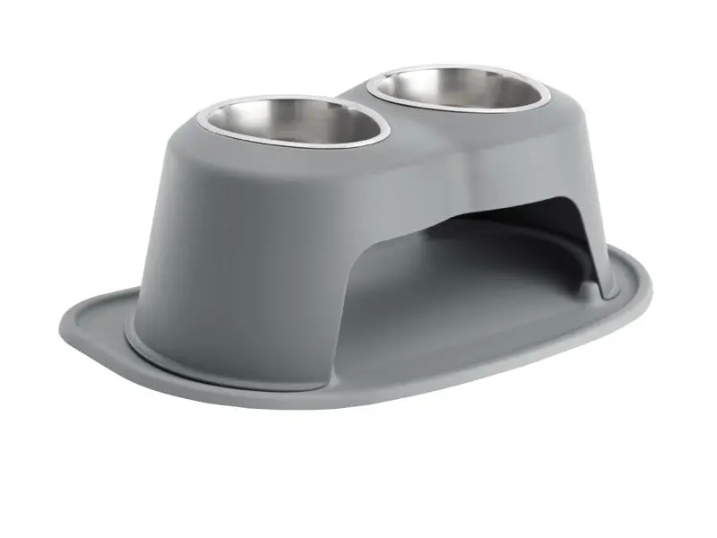 Weathertech Pet Feeding System Double High 32Oz 8In. Stainless Bowl - Dark Grey 1