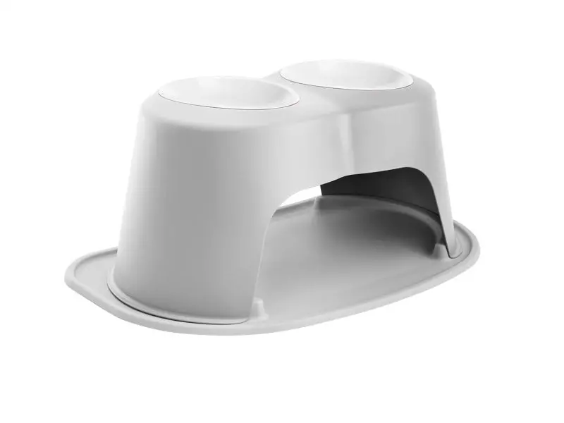 Weathertech Pet Feeding System Double High 64Oz 10In. Poly Bowl - Light Grey 1