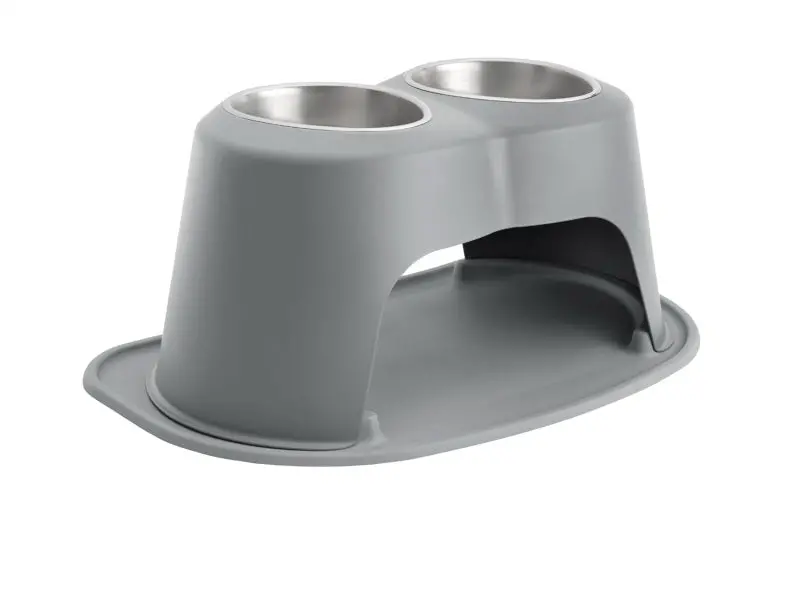 Weathertech Pet Feeding System Double High 64Oz 10In. Stainless Bowl - Dark Grey 1