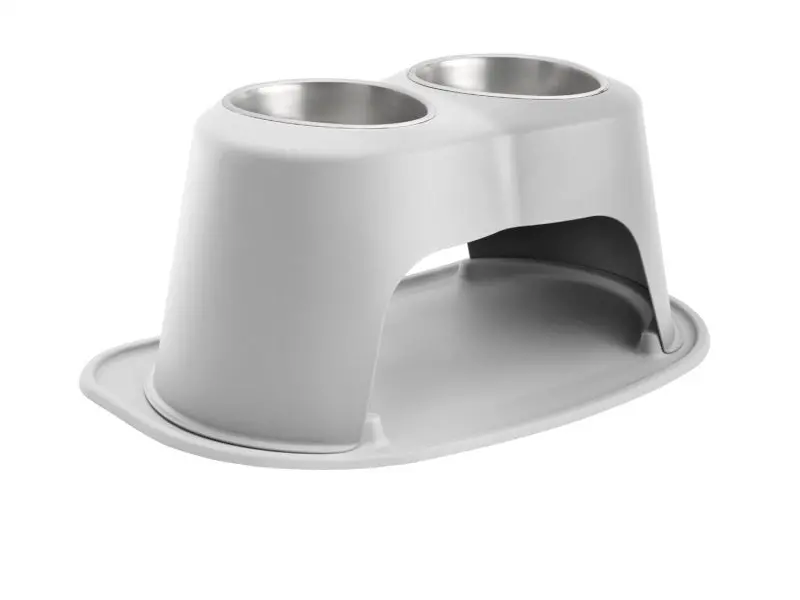 Weathertech Pet Feeding System Double High 64Oz 12In. Stainless Bowl - Light Grey 1