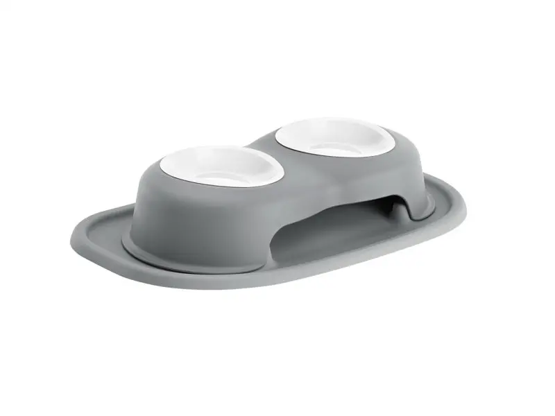 Weathertech Pet Feeding System Double High 8Oz 3In. Poly Bowl - Dark Grey 1
