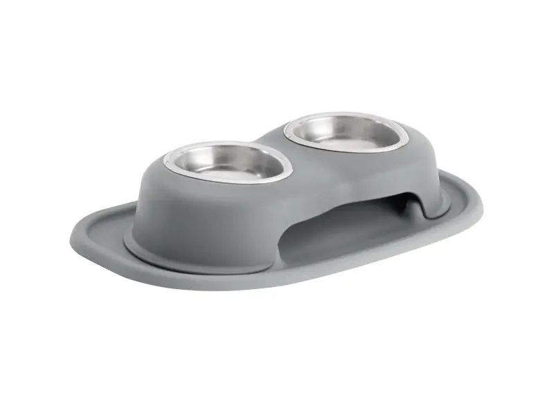 Weathertech Pet Feeding System Double High 8Oz 3In. Stainless Bowl - Dark Grey 1