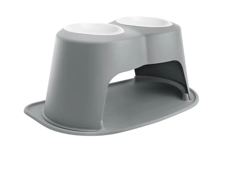 Weathertech Pet Feeding System Double High 96Oz 14In. Poly Bowl - Dark Grey 1