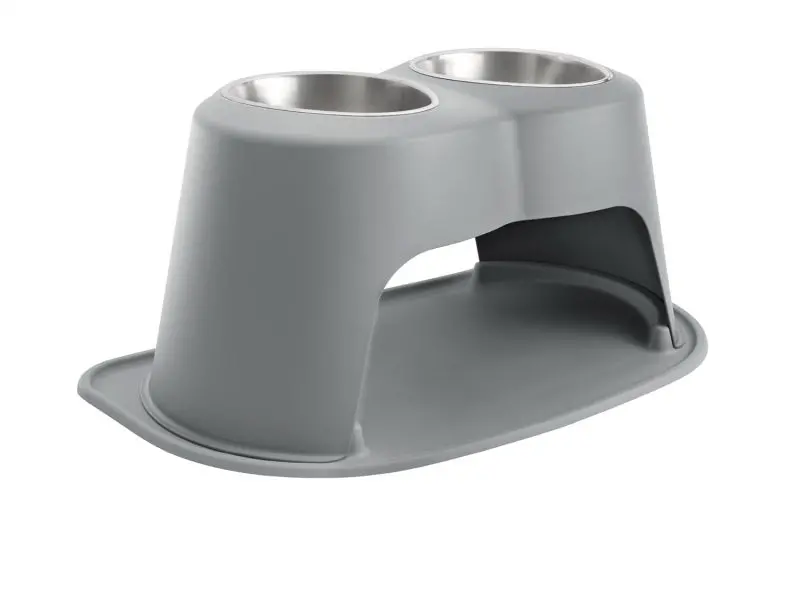 Weathertech Pet Feeding System Double High 96Oz 14In. Stainless Bowl - Dark Grey 1
